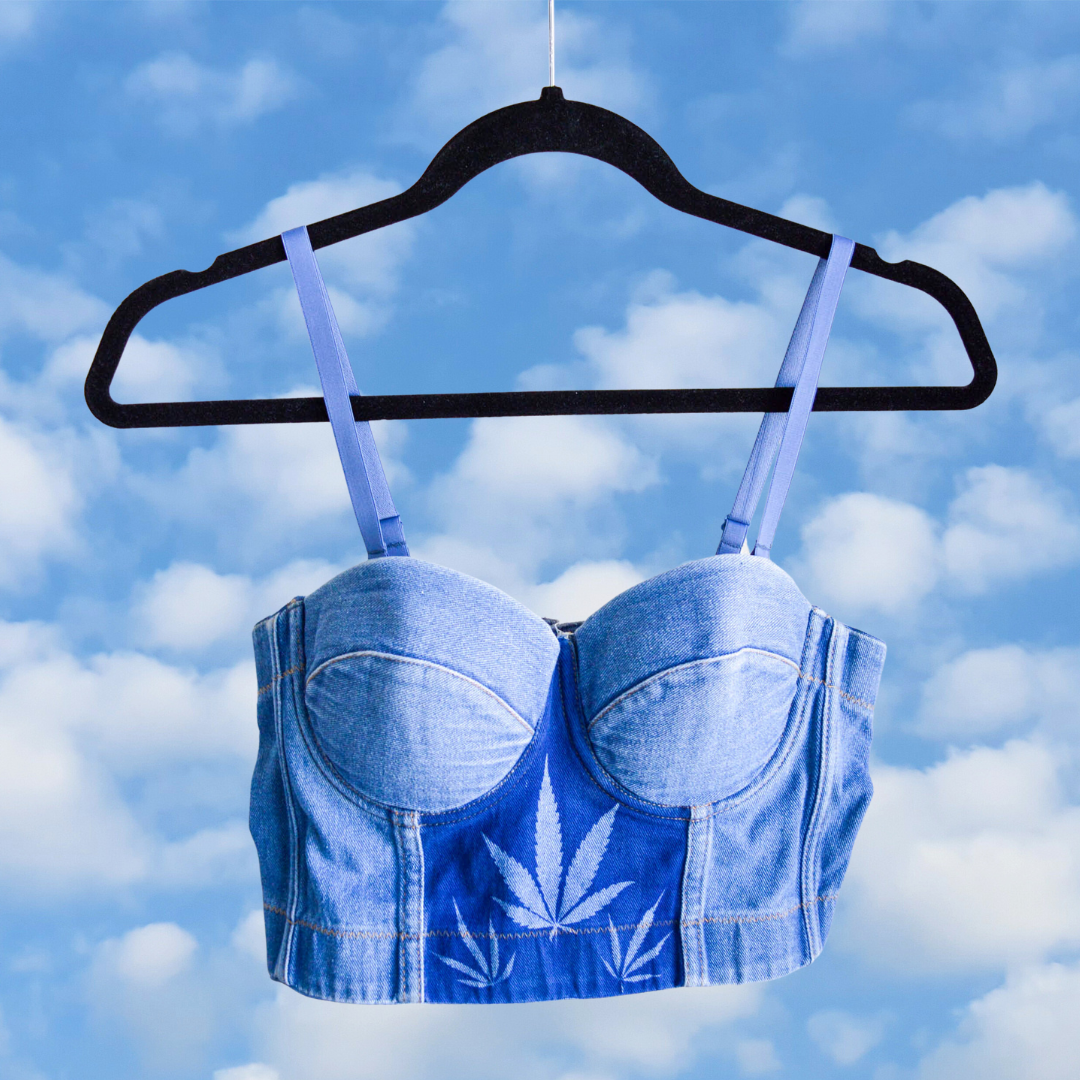 Women's Medium Denim Cannabis Corset Top