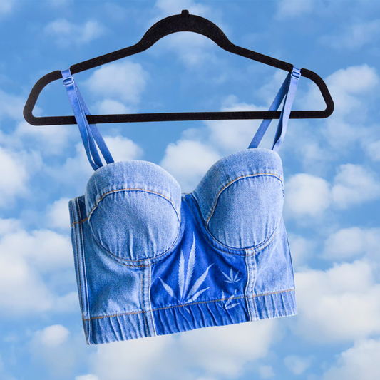Women's X-Large Denim Cannabis Corset Top
