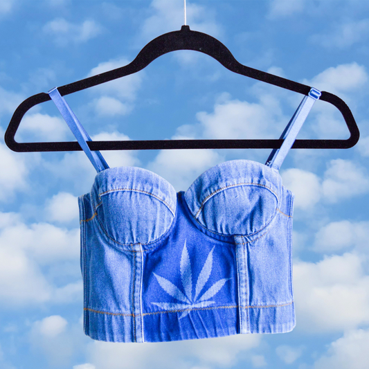 Women's X-Small Denim Cannabis Corset Top