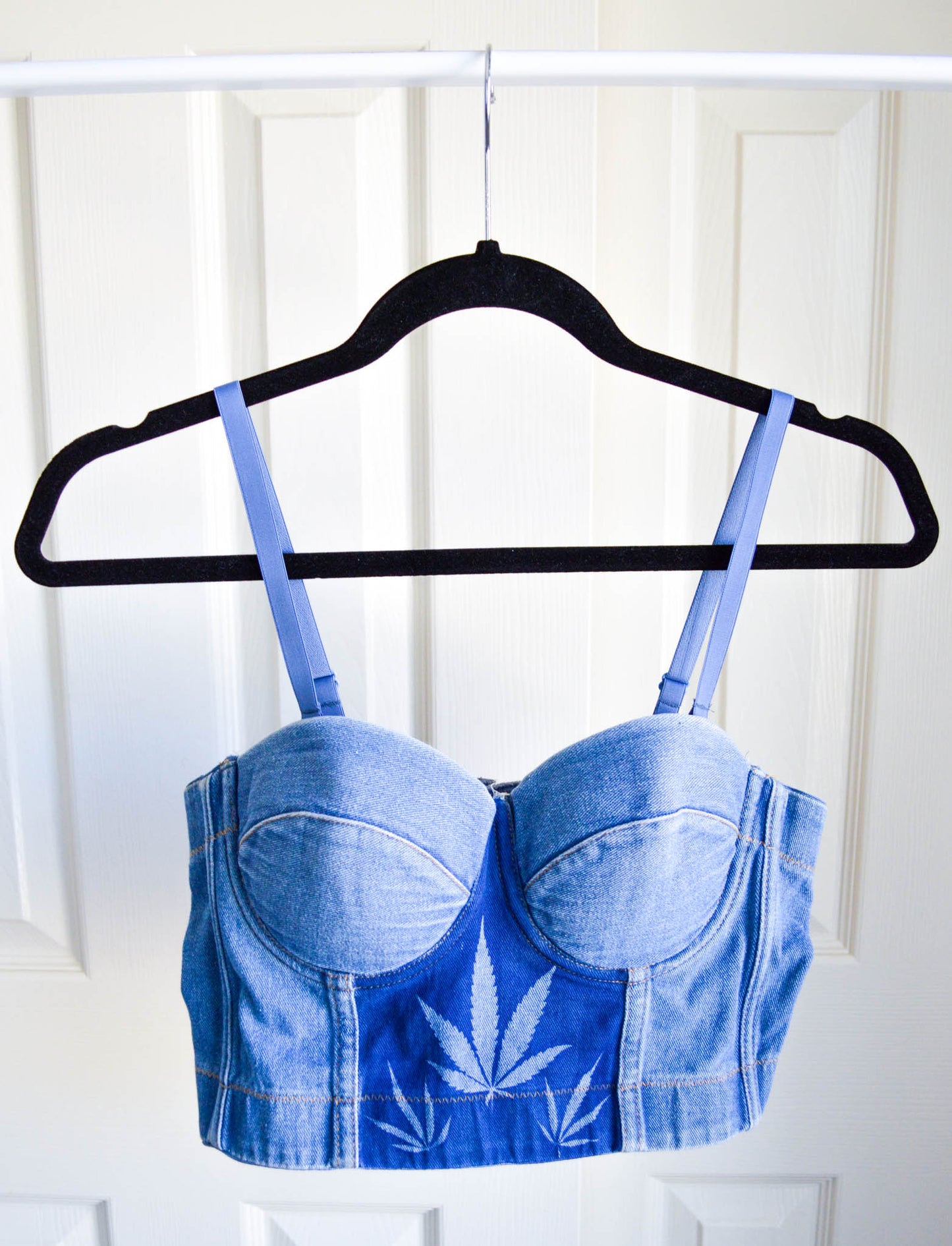 Women's Medium Denim Cannabis Corset Top