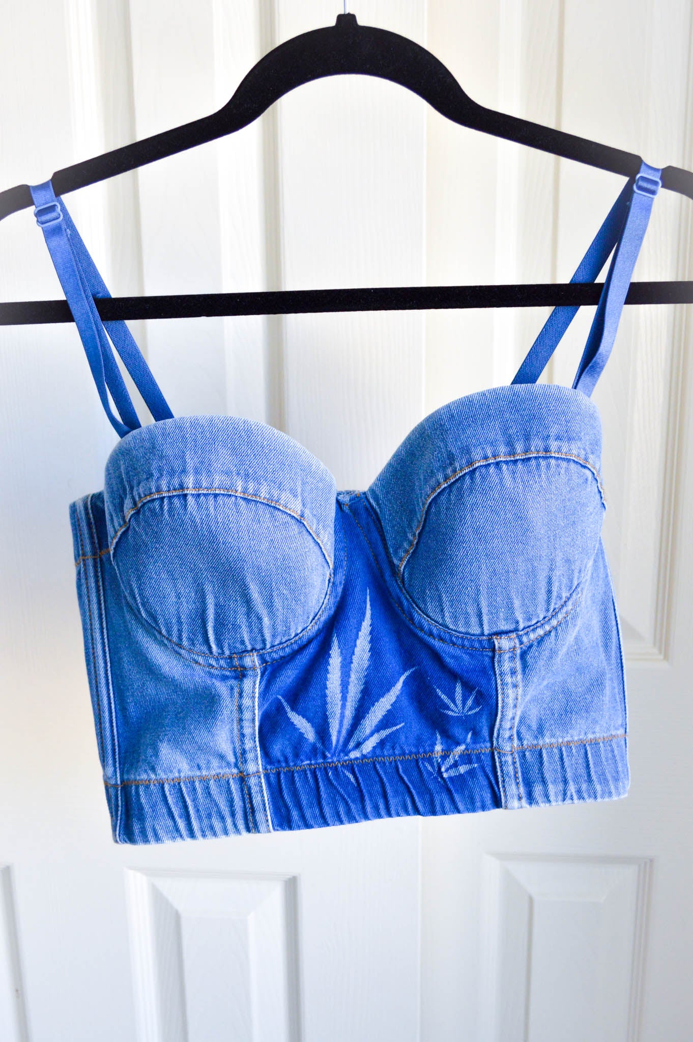 Women's X-Large Denim Cannabis Corset Top