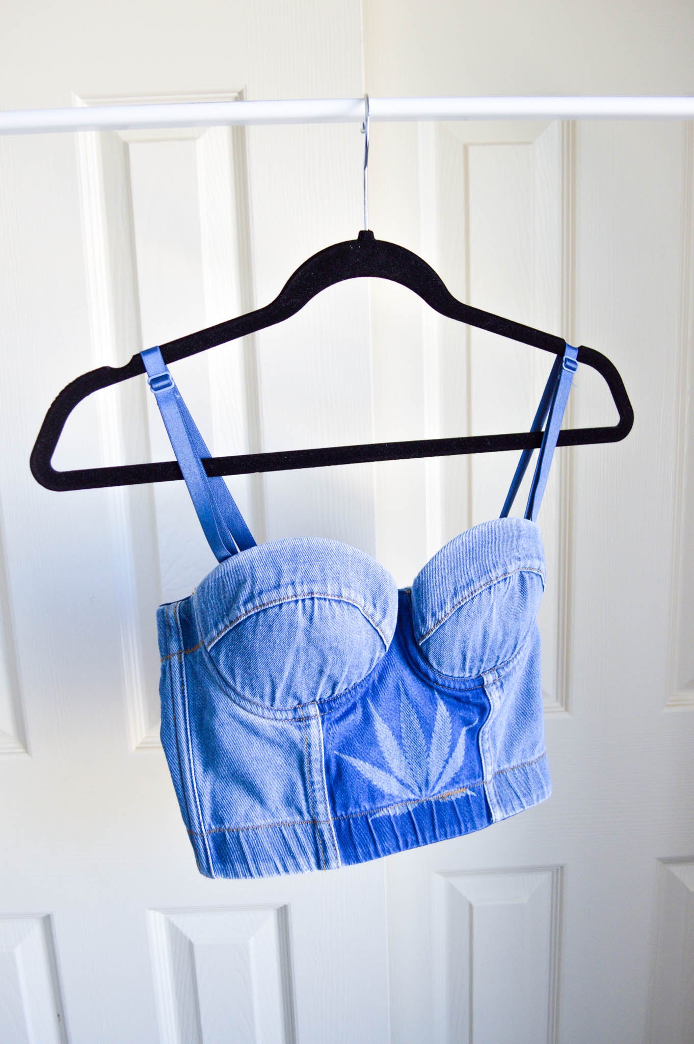 Women's Medium Denim Cannabis Corset Top