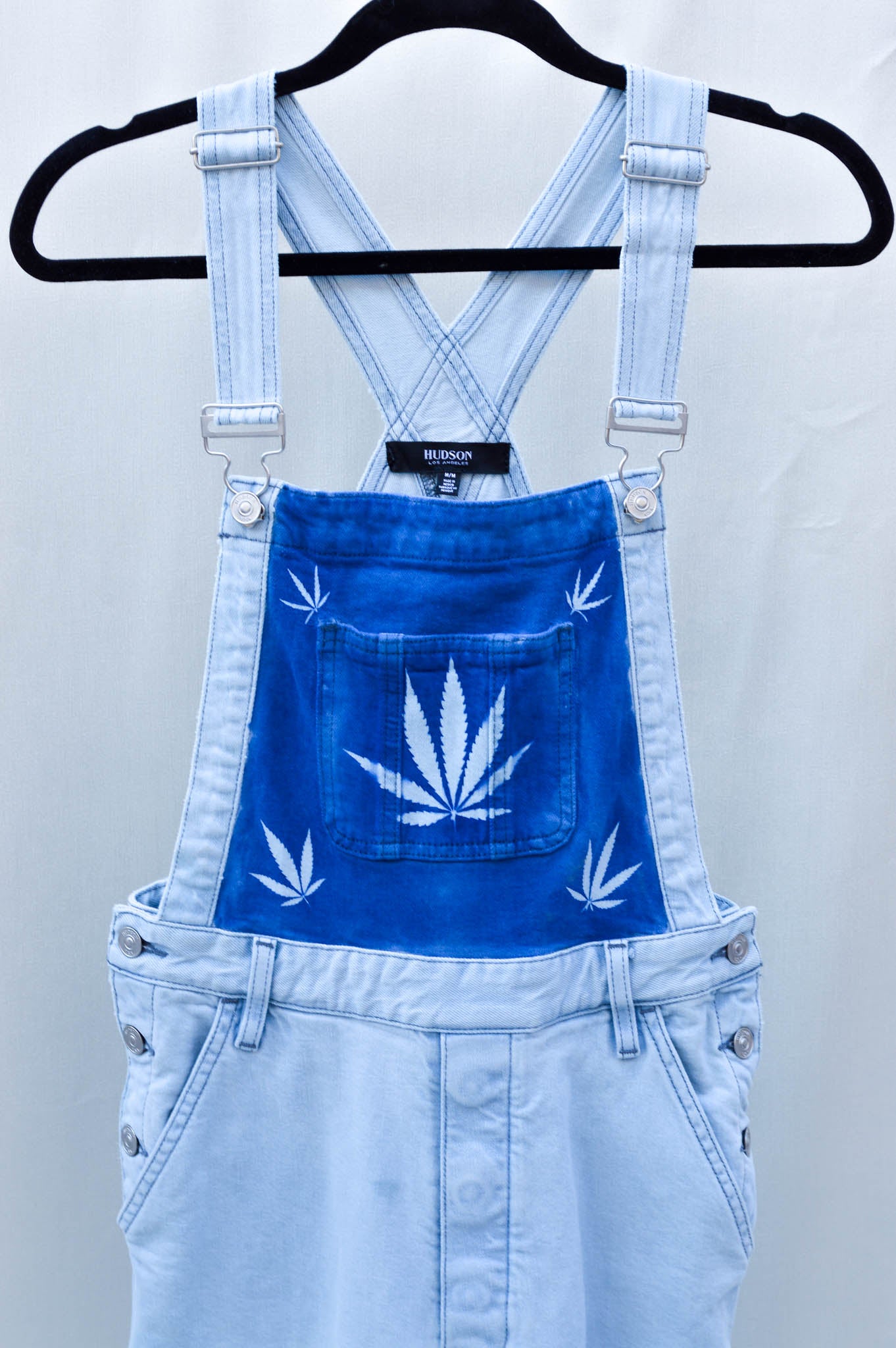 Women"s Medium Upcycled Denim Cannabis Overalls