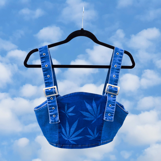 Women's Medium Upcycled Denim Crop Top