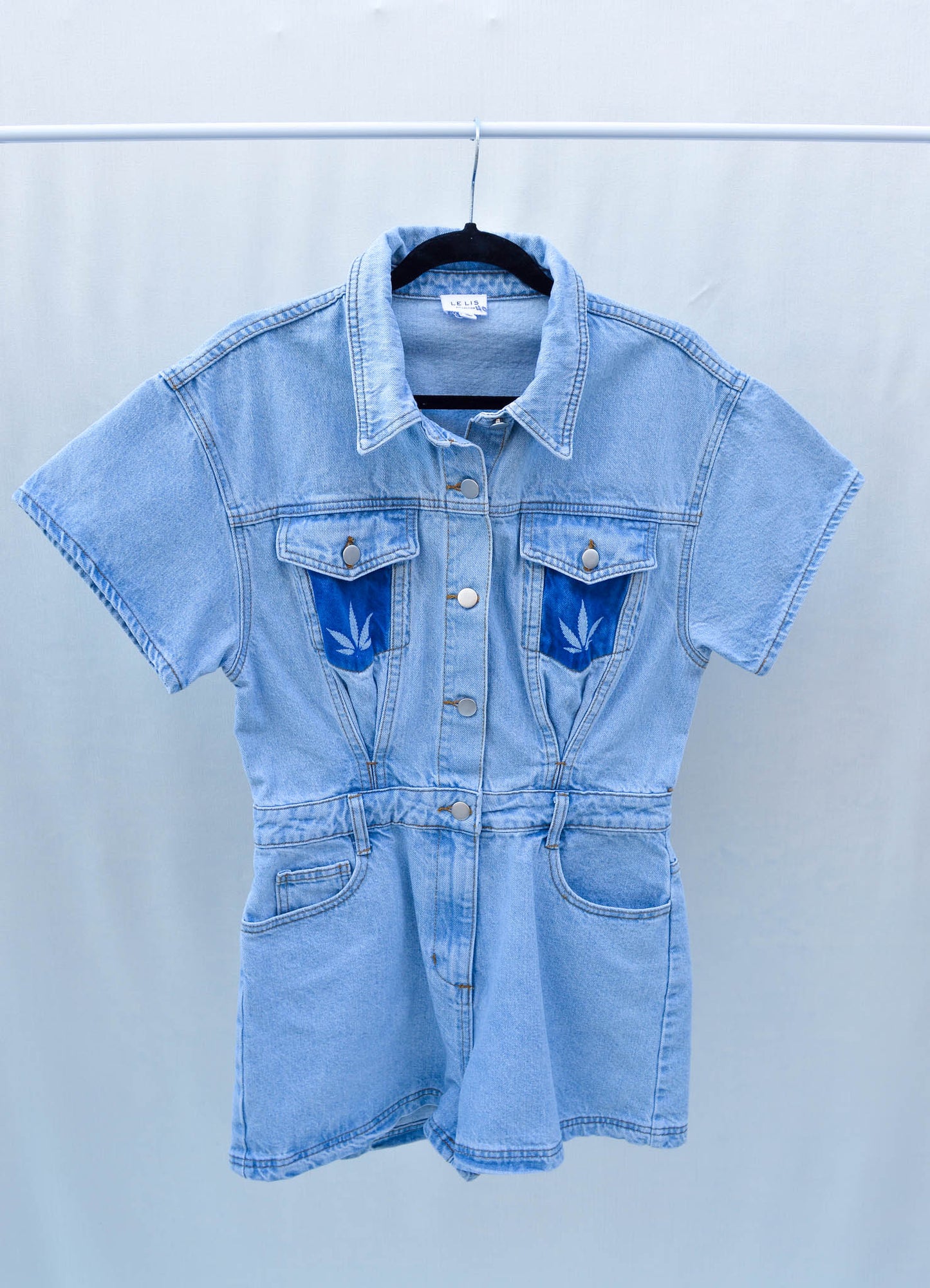 Women's Medium Denim Upcycled Romper