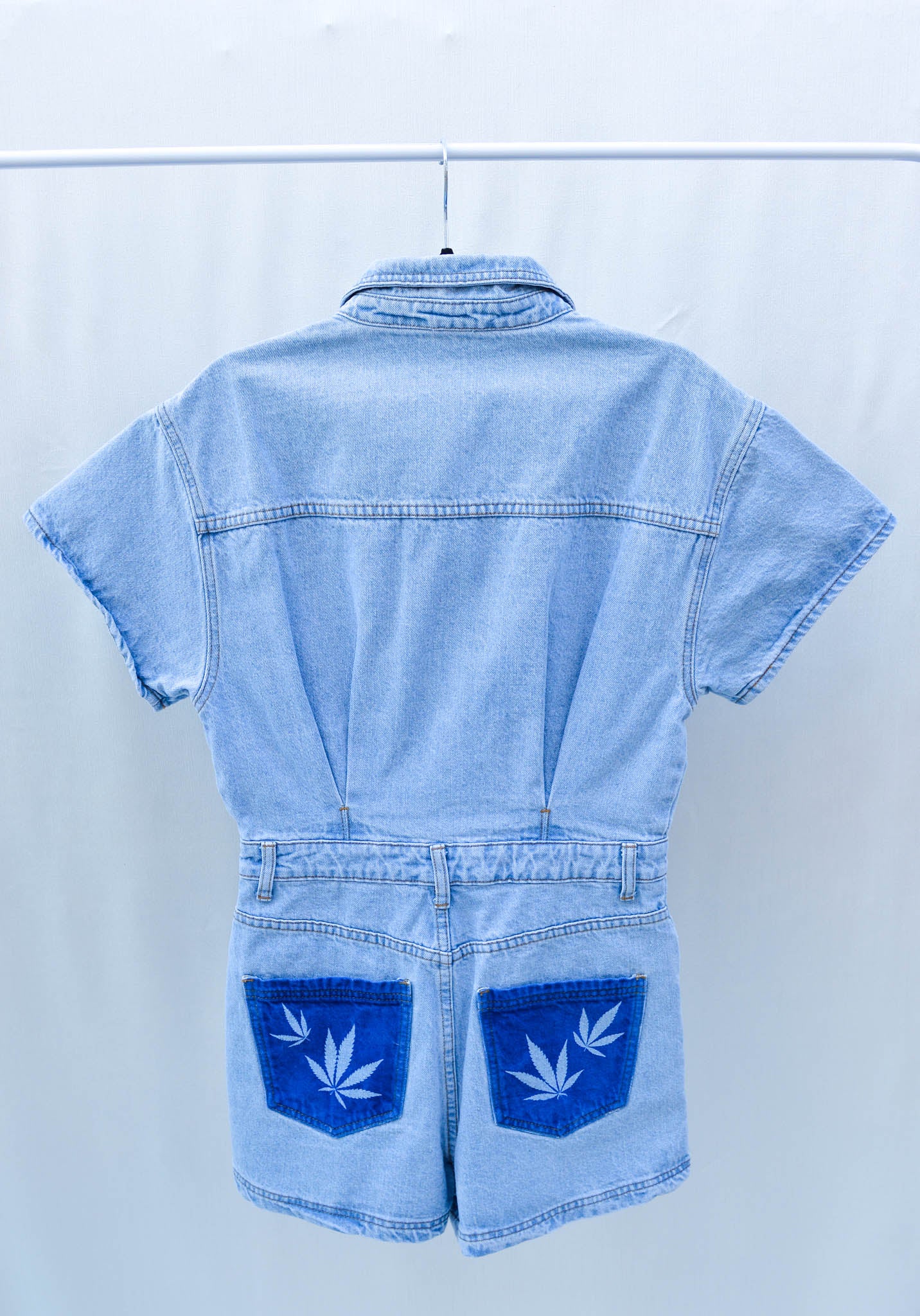 Women's Medium Denim Upcycled Romper
