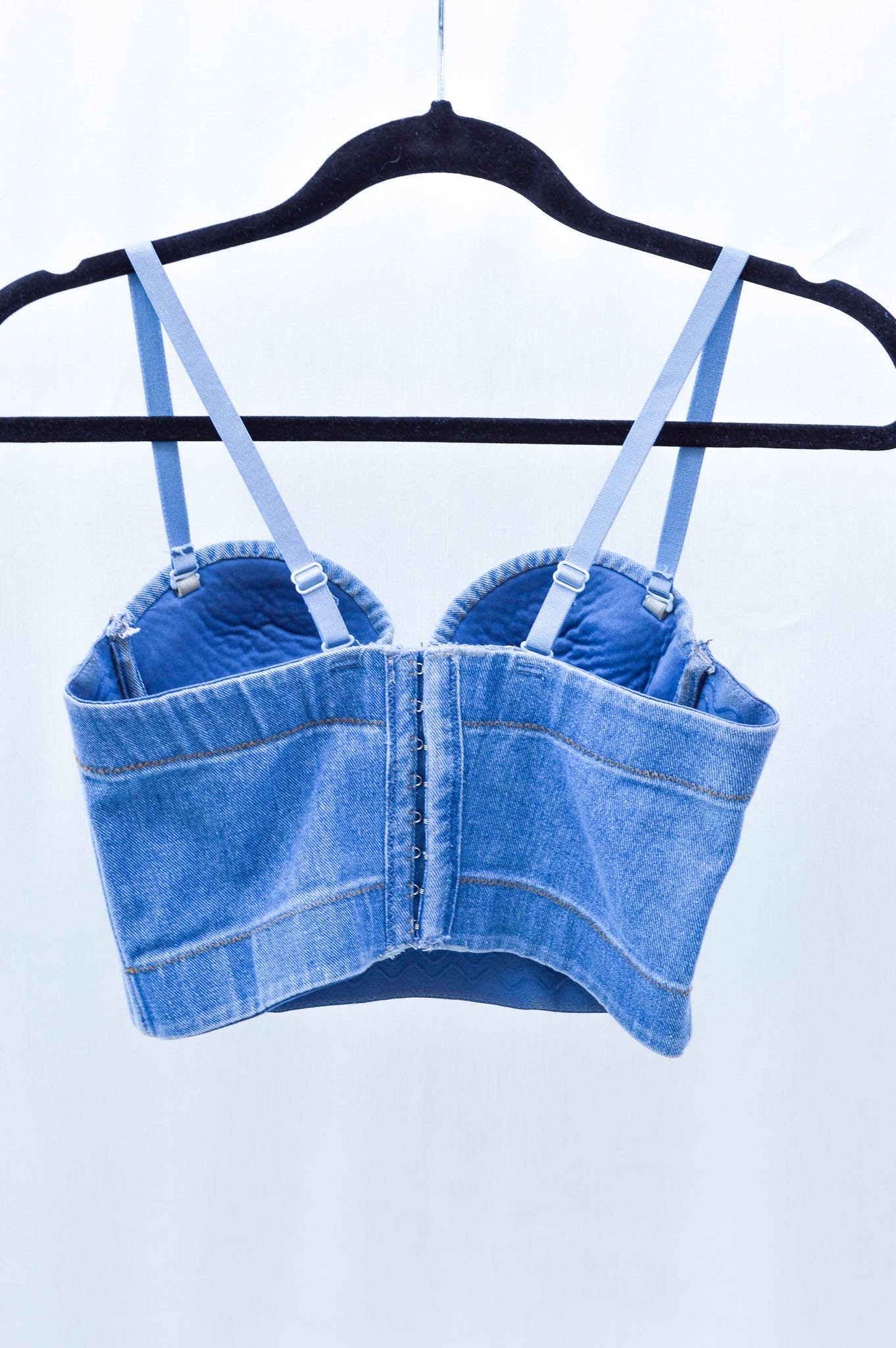 Women's Small Denim Cannabis Corset Top