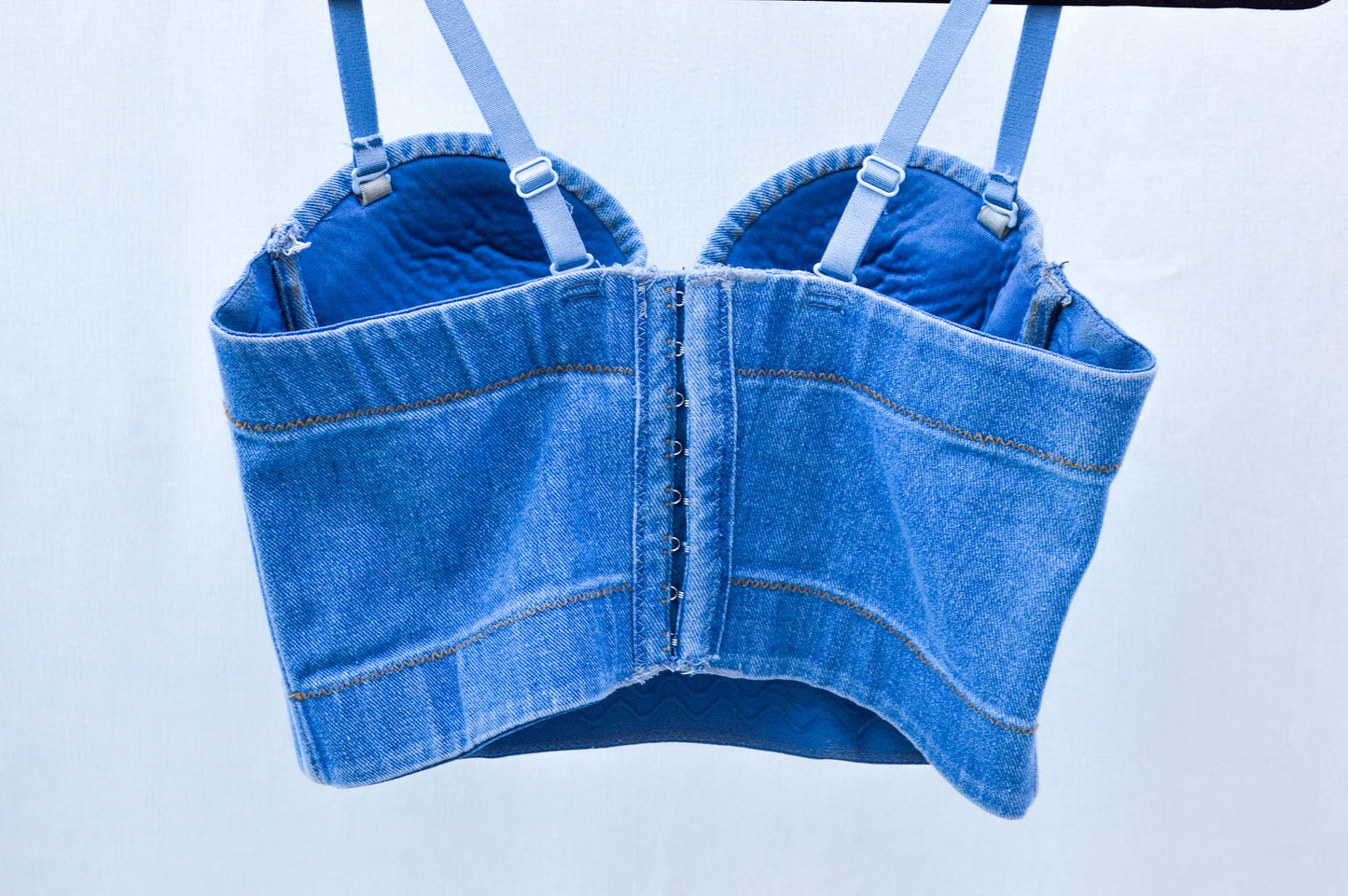 Women's Small Denim Cannabis Corset Top