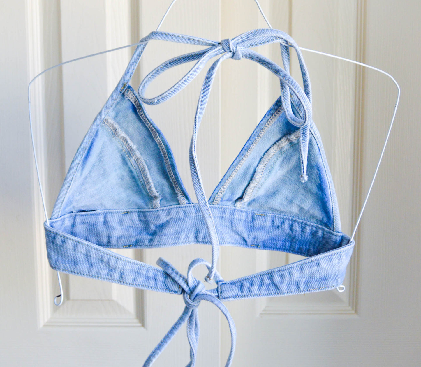 Women's X-Small Cannabis Design Denim Bikini Top