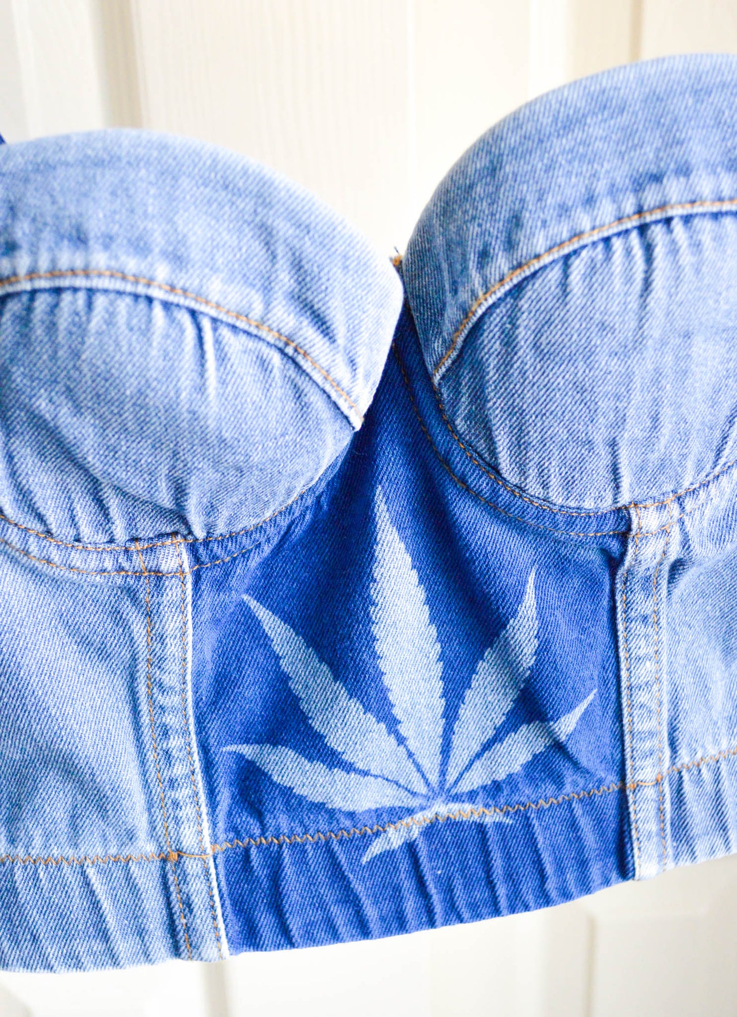 Women's X-Small Denim Cannabis Corset Top