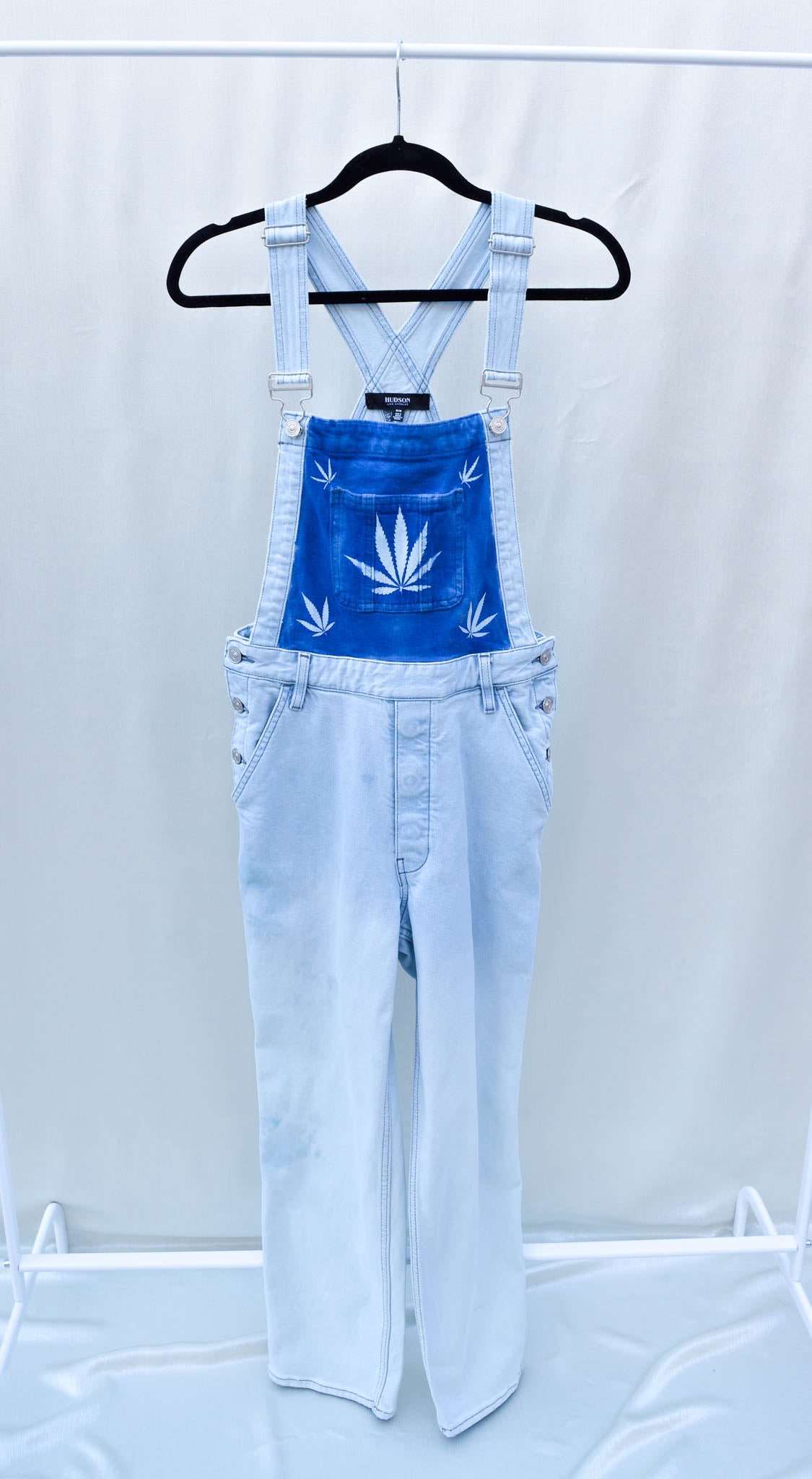 Women"s Medium Upcycled Denim Cannabis Overalls