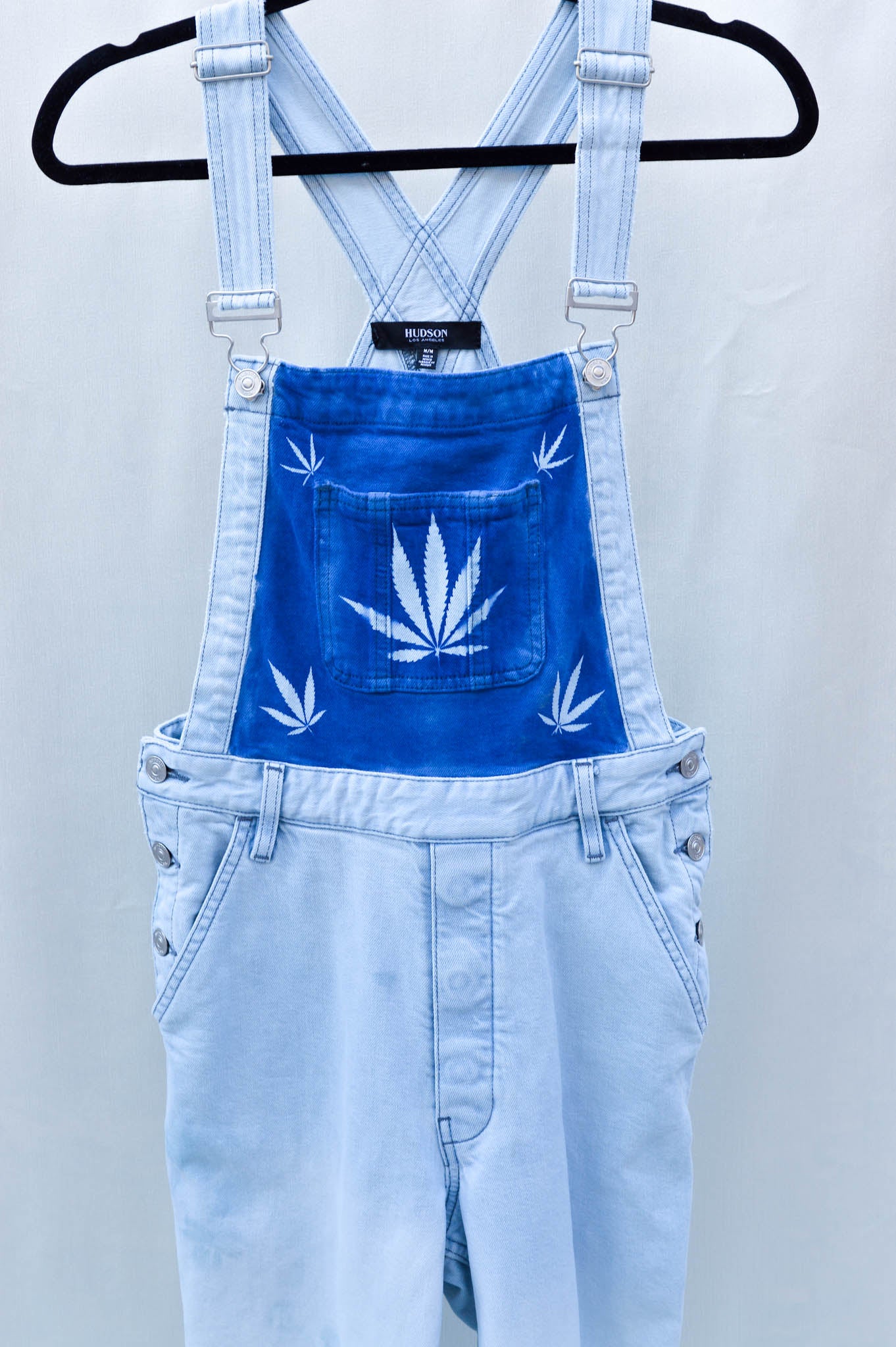 Women"s Medium Upcycled Denim Cannabis Overalls