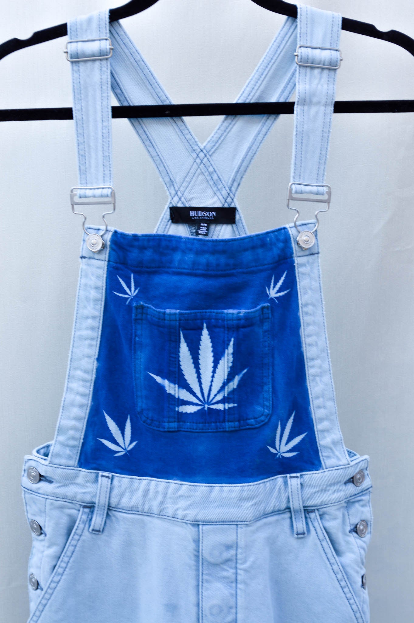 Women"s Medium Upcycled Denim Cannabis Overalls