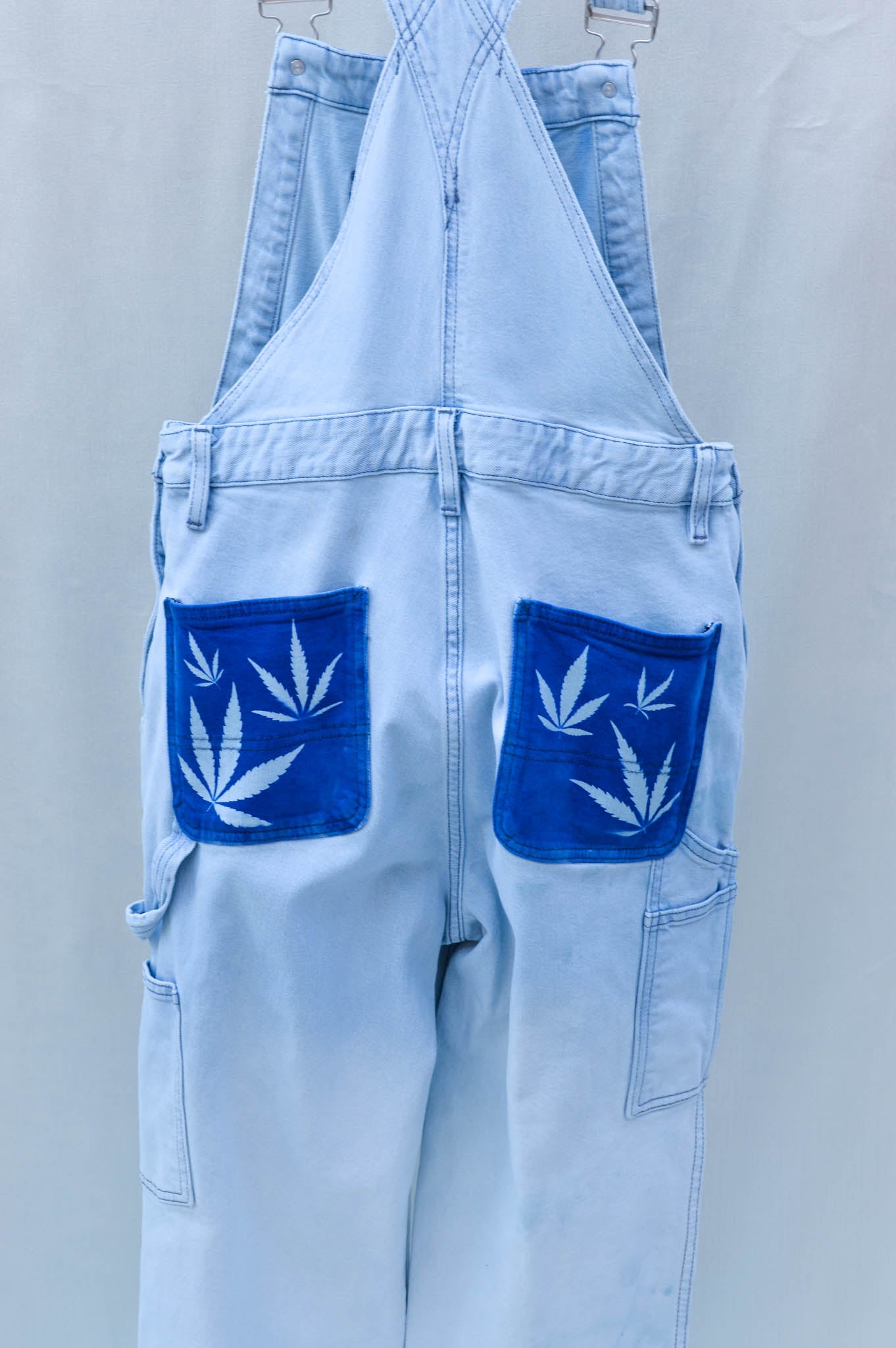 Women"s Medium Upcycled Denim Cannabis Overalls