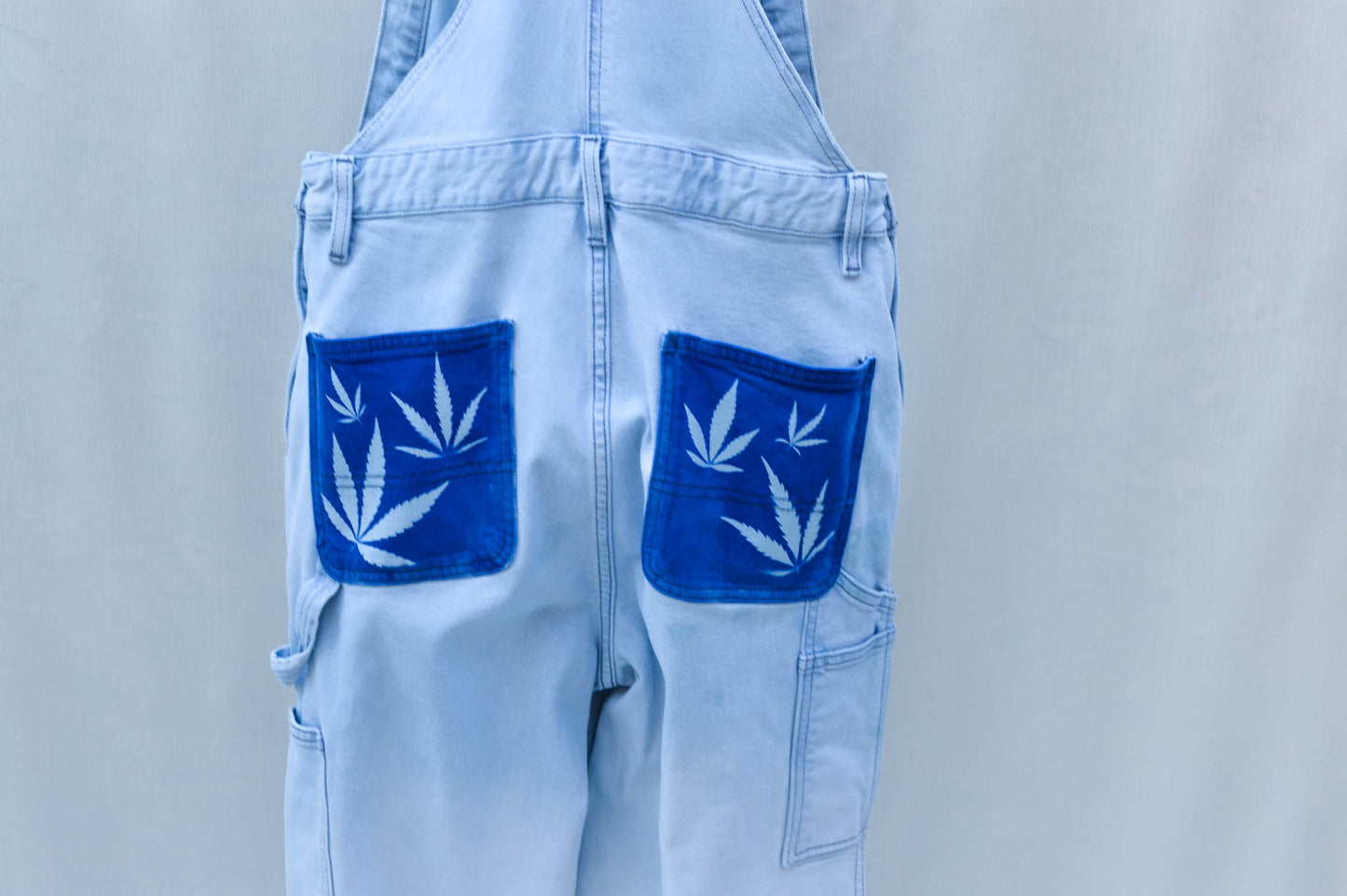 Women"s Medium Upcycled Denim Cannabis Overalls