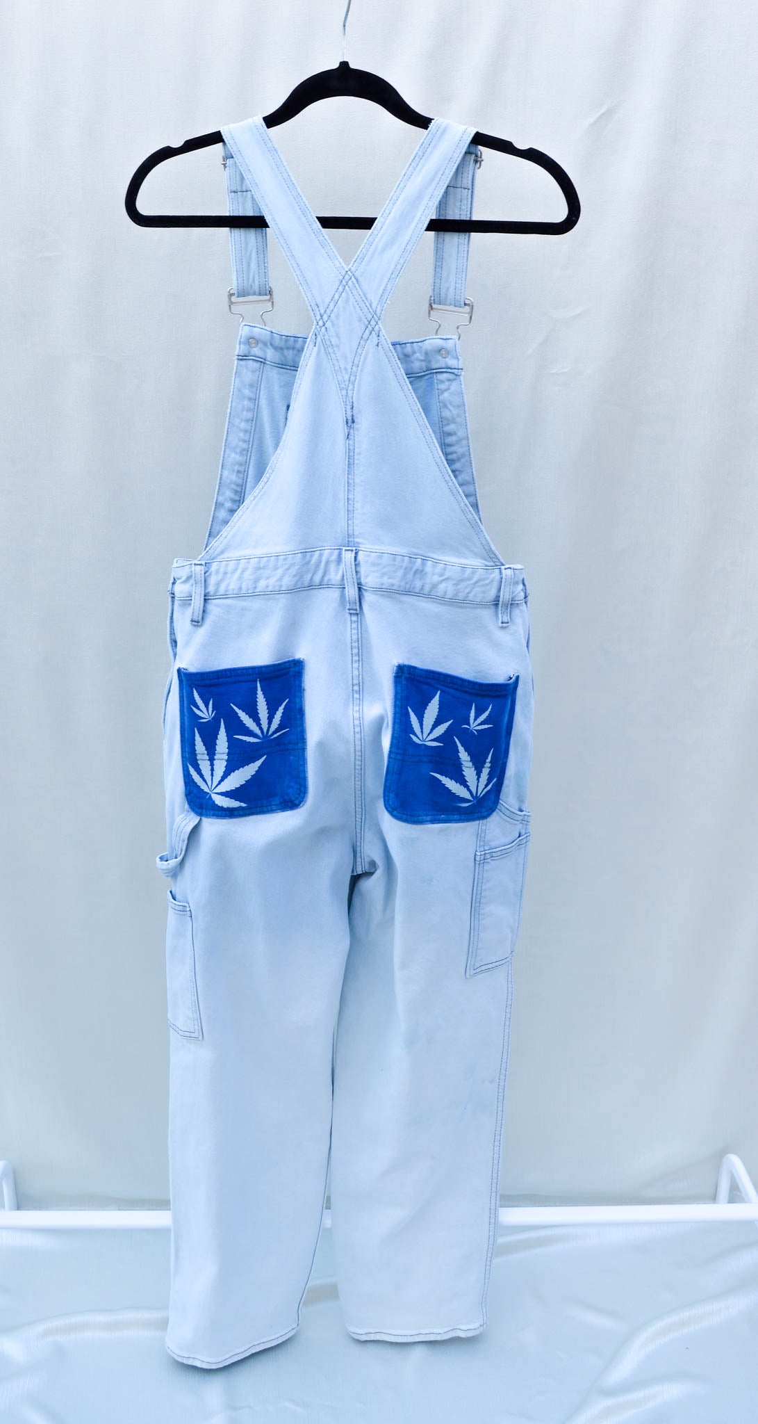 Women"s Medium Upcycled Denim Cannabis Overalls