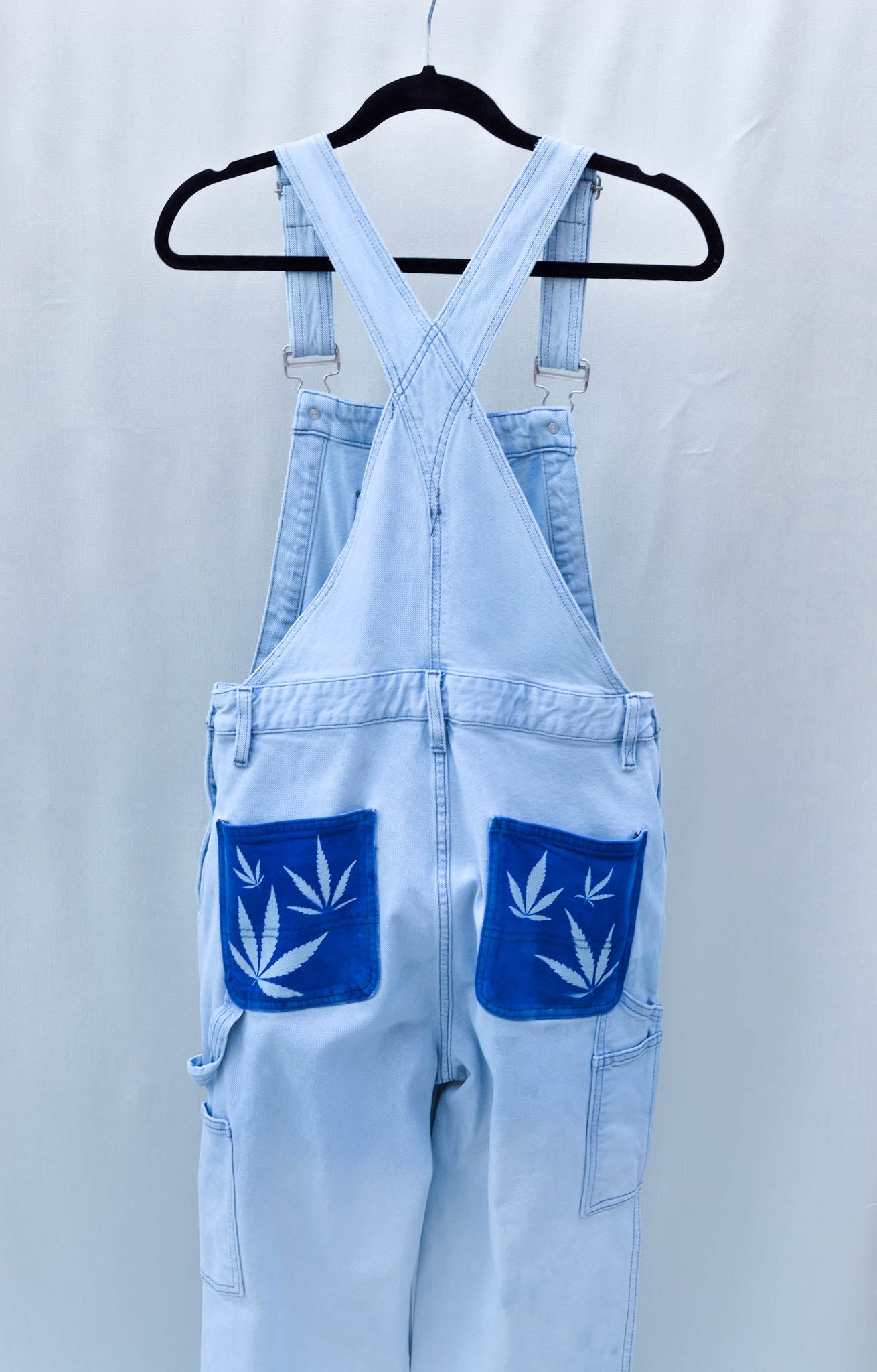 Women"s Medium Upcycled Denim Cannabis Overalls