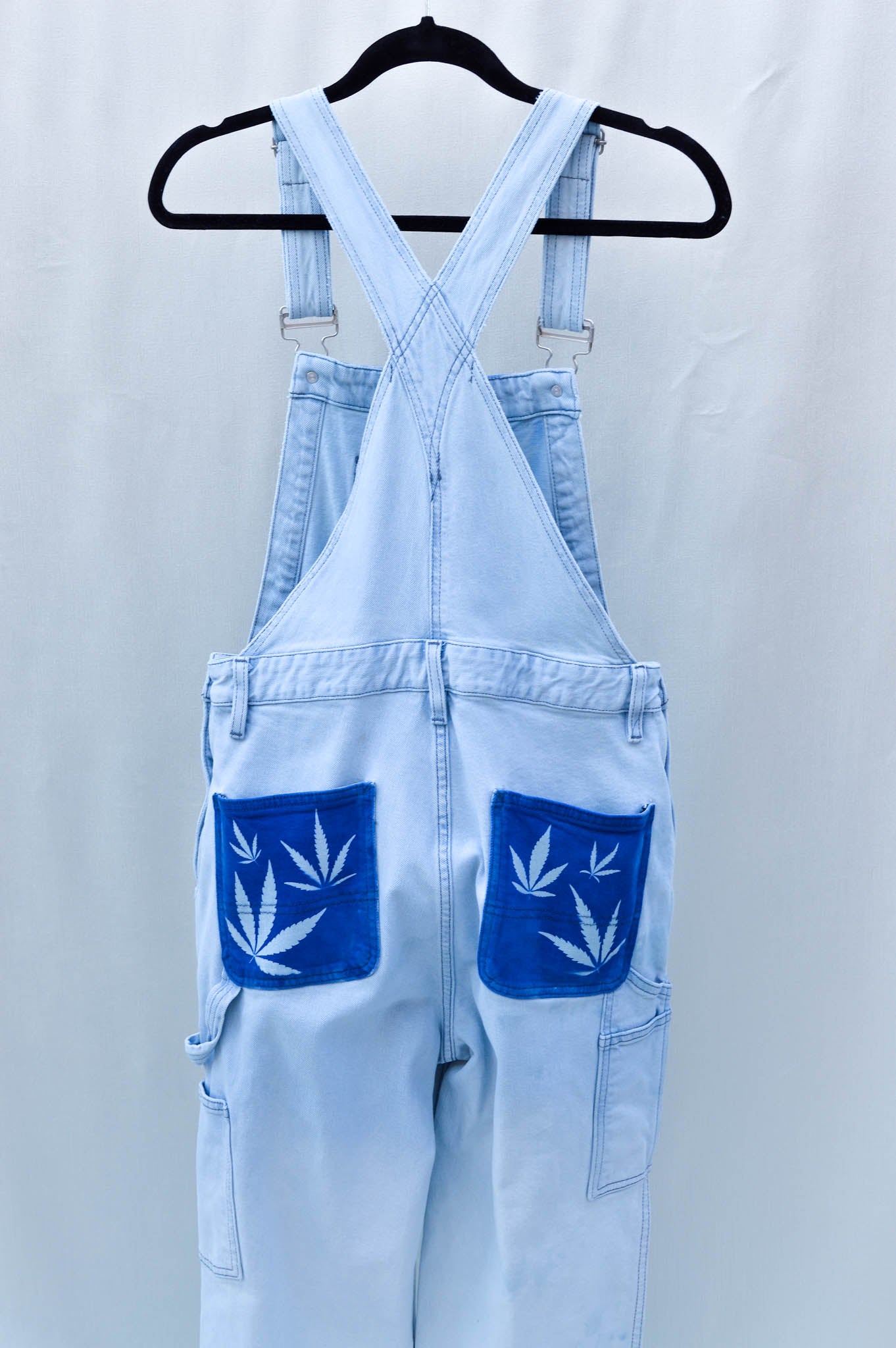 Women"s Medium Upcycled Denim Cannabis Overalls